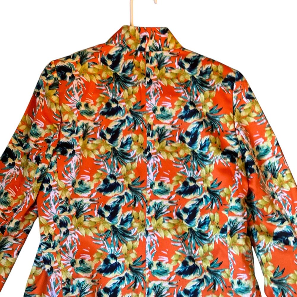 ⭐ 🔥 50% OFF SALE — FINAL PRICETahari ASL Orange Floral Blazer Jacket Size 2 NWT - Picture 7 of 14